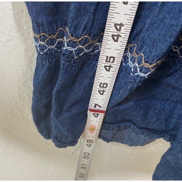 Indigo & Lace Dress Women's Smocked Midi Tiered Denim Blue 1X Boho Country - Picture 13 of 13